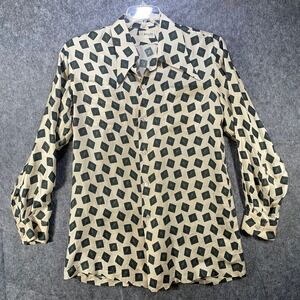 Kanebo Silk Camp Shirt Mens M Rare Asymmetrical Collar Japan Paisley VTG